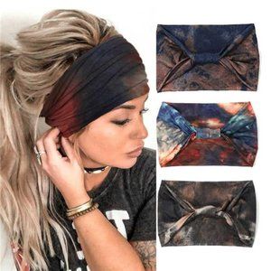 3 Pack Boho Wide Headbands African Style Turban Head Bands Leopard Stretch